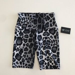 Onzie high rise grey leopard print biker shorts